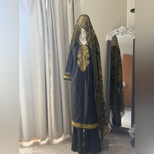 Elegant Black and Gold Kids Dress